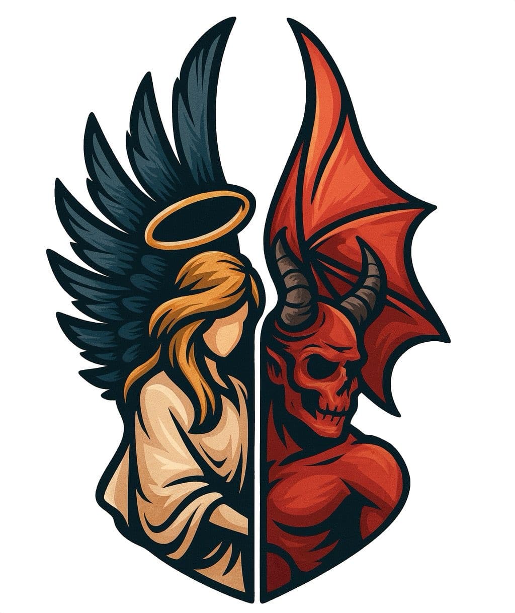 Angel devil sticker